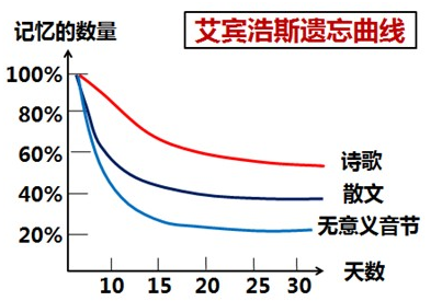 不同記憶材料有不同的遺忘曲線