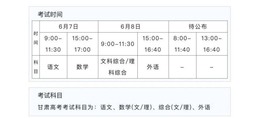 2023年甘肅高考時間安排,甘肅高考時間2023具體時間表