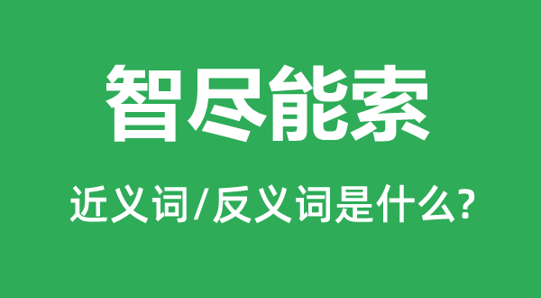 智盡能索的近義詞和反義詞是什么,智盡能索是什么意思