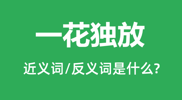 一花獨(dú)放的近義詞和反義詞是什么,一花獨(dú)放是什么意思