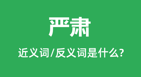 嚴(yán)肅的近義詞和反義詞是什么,嚴(yán)肅是什么意思