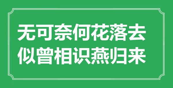 “無可奈何花落去，似曾相識燕歸來”是什么意思,出處是哪里