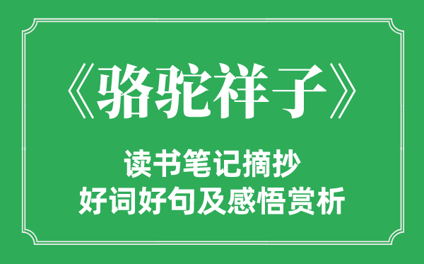 《駱駝祥子》讀書筆記摘抄,駱駝祥子好詞好句及感悟賞析