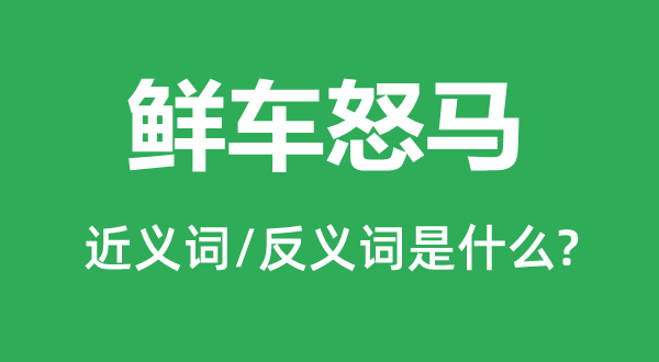 鮮車怒馬的近義詞和反義詞是什么,鮮車怒馬是什么意思