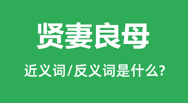 賢妻良母的近義詞和反義詞是什么,賢妻良母是什么意思