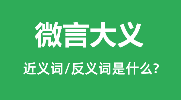 微言大義的近義詞和反義詞是什么,微言大義是什么意思