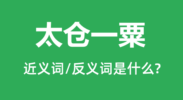 太倉一粟的近義詞和反義詞是什么,太倉一粟是什么意思