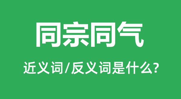 同宗同氣的近義詞和反義詞是什么,同宗同氣是什么意思