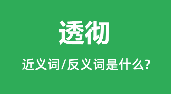 透徹的近義詞和反義詞是什么,透徹是什么意思