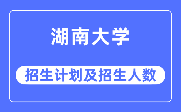 2023年湖南大學各省招生計劃及各專業招生人數是多少