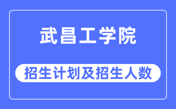 2023年武昌工學院各省招生計劃及各專業招生人數是多少