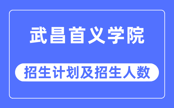 2023年武昌首義學院各省招生計劃及各專業招生人數是多少