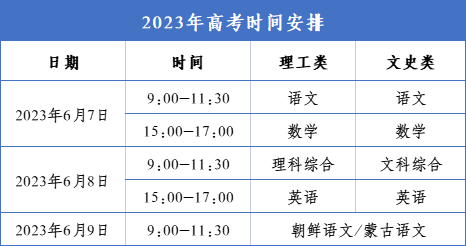 2023年黑龍江高考時間安排,黑龍江高考時間2023具體時間表