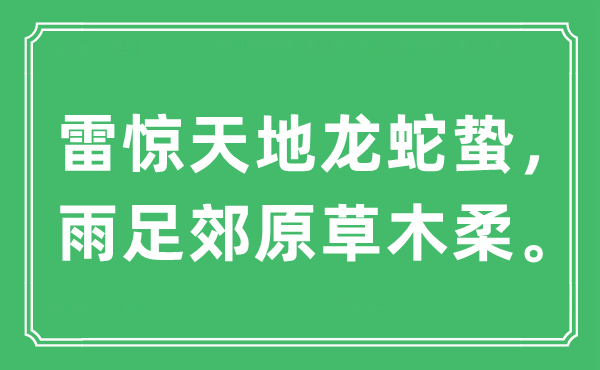 “雷驚天地龍蛇蟄，雨足郊原草木柔”是什么意思,出處及原文翻譯