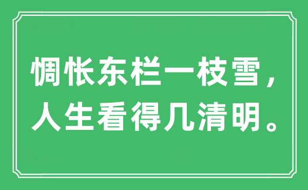 “惆悵東欄一枝雪，人生看得幾清明。”是什么意思,出處及原文翻譯