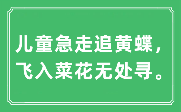 “兒童急走追黃蝶，飛入菜花無處尋。”是什么意思,出處及原文翻譯