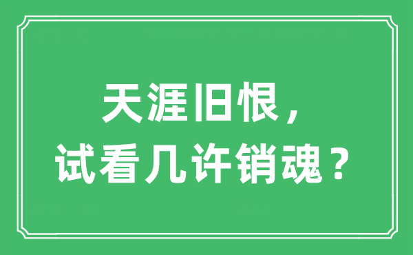 “天涯舊恨，試看幾許銷魂？”是什么意思,出處及原文翻譯