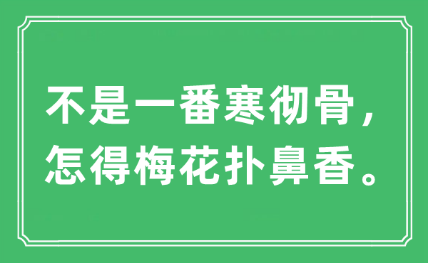 “不是一番寒徹骨，怎得梅花撲鼻香”是什么意思,出處及原文翻譯