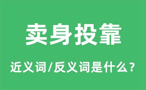 賣身投靠的近義詞和反義詞是什么,賣身投靠是什么意思