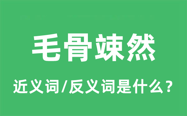 毛骨竦然的近義詞和反義詞是什么,毛骨竦然是什么意思