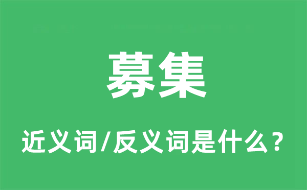 募集的近義詞和反義詞是什么,募集是什么意思