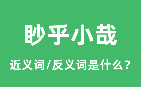 眇乎小哉的近義詞和反義詞是什么,眇乎小哉是什么意思