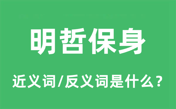 明哲保身的近義詞和反義詞是什么,明哲保身是什么意思