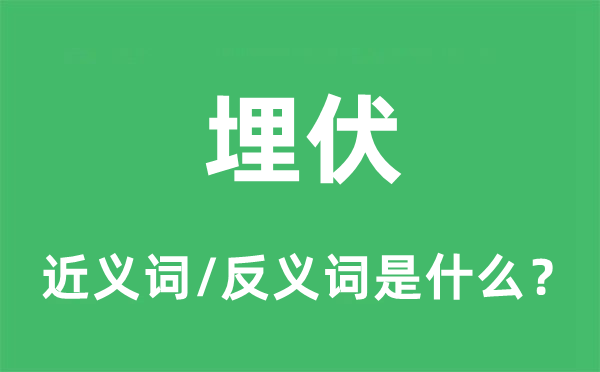 埋伏的近義詞和反義詞是什么,埋伏是什么意思