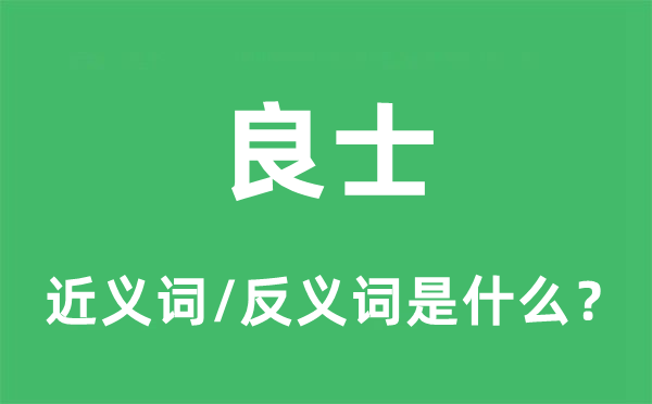 良士的近義詞和反義詞是什么,良士是什么意思