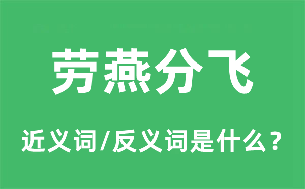 勞燕分飛的近義詞和反義詞是什么,勞燕分飛是什么意思