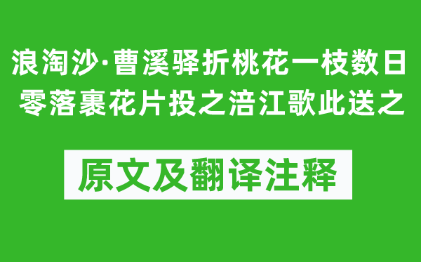 左輔《浪淘沙·曹溪驛折桃花一枝數日零落裹花片投之涪江歌此送之》原文及翻譯注釋,詩意解釋