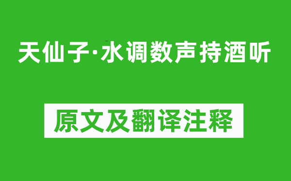 張先《天仙子·水調(diào)數(shù)聲持酒聽》原文及翻譯注釋,詩意解釋