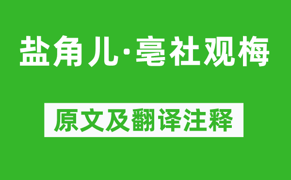 晁補之《鹽角兒·亳社觀梅》原文及翻譯注釋,詩意解釋