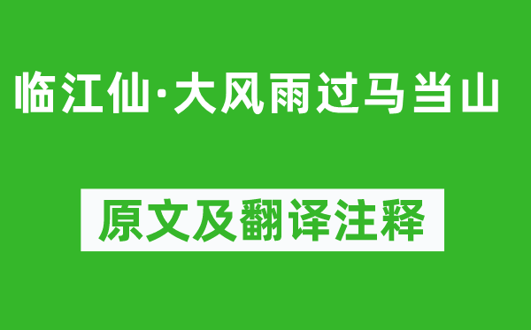 薛時雨《臨江仙·大風雨過馬當山》原文及翻譯注釋,詩意解釋