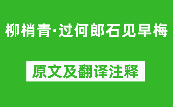 趙長卿《柳梢青·過何郎石見早梅》原文及翻譯注釋,詩意解釋