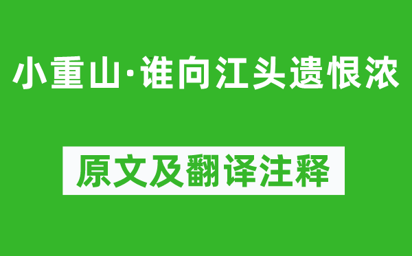 祖可《小重山·誰向江頭遺恨濃》原文及翻譯注釋,詩意解釋