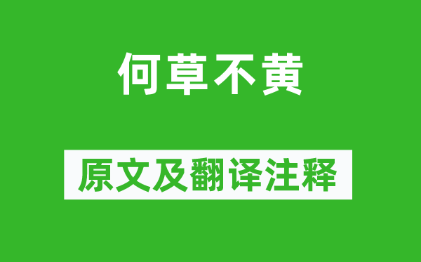 詩經·小雅《何草不黃》原文及翻譯注釋,詩意解釋