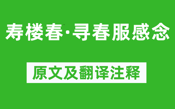 史達祖《壽樓春·尋春服感念》原文及翻譯注釋,詩意解釋