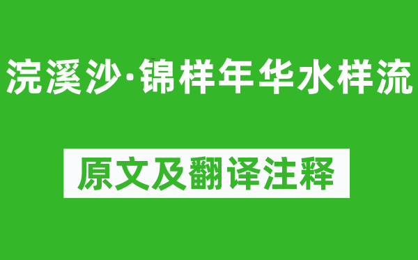 納蘭性德《浣溪沙·錦樣年華水樣流》原文及翻譯注釋,詩意解釋