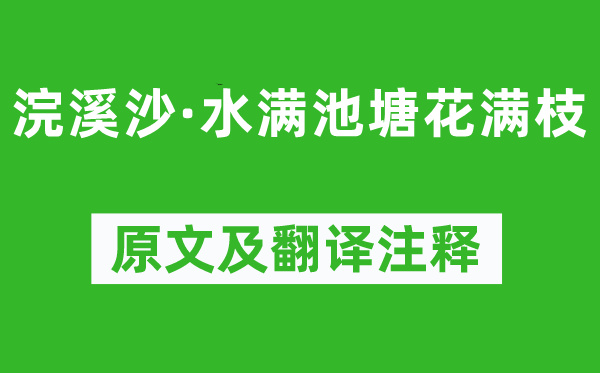 趙令疇《浣溪沙·水滿池塘花滿枝》原文及翻譯注釋,詩意解釋