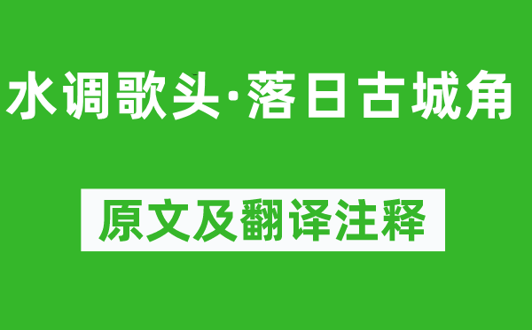 辛棄疾《水調歌頭·落日古城角》原文及翻譯注釋,詩意解釋