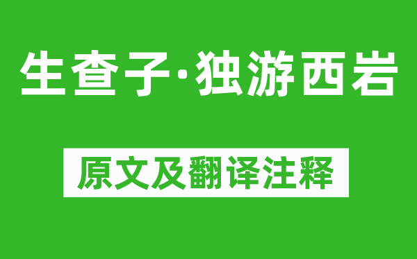 辛棄疾《生查子·獨游西巖》原文及翻譯注釋,詩意解釋