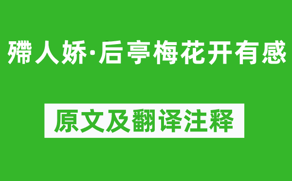 李清照《殢人嬌·后亭梅花開有感》原文及翻譯注釋,詩意解釋