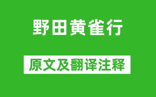 李白《野田黃雀行》原文及翻譯注釋,詩意解釋