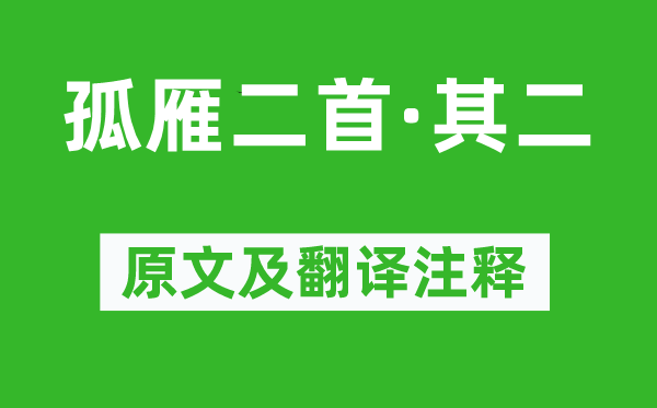 崔涂《孤雁二首·其二》原文及翻譯注釋,詩意解釋