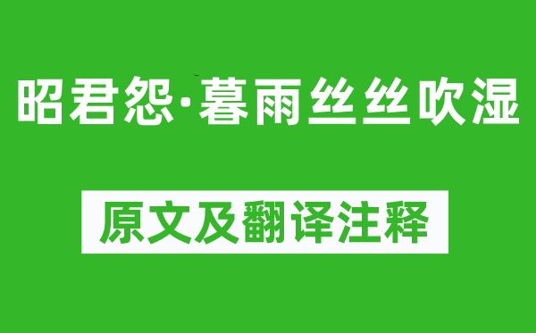 納蘭性德《昭君怨·暮雨絲絲吹濕》原文及翻譯注釋,詩意解釋