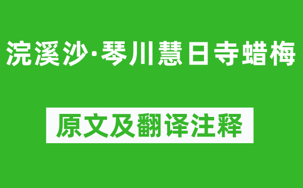 吳文英《浣溪沙·琴川慧日寺蠟梅》原文及翻譯注釋,詩意解釋