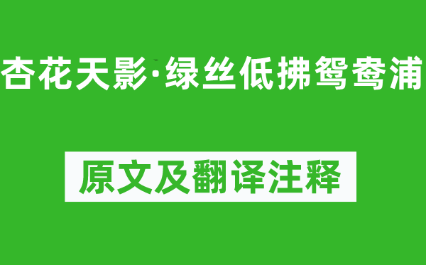 姜夔《杏花天影·綠絲低拂鴛鴦浦》原文及翻譯注釋,詩意解釋