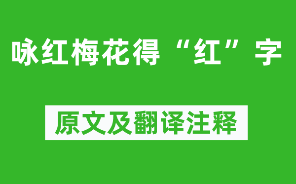 曹雪芹《詠紅梅花得“紅”字》原文及翻譯注釋,詩意解釋