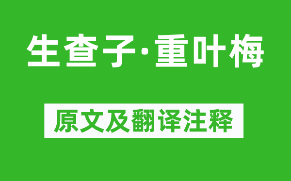 辛棄疾《生查子·重葉梅》原文及翻譯注釋,詩意解釋